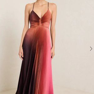 A.L.C. Ombre Satin Pleated Dress - Pink/Choc - SZ 2 - NWT